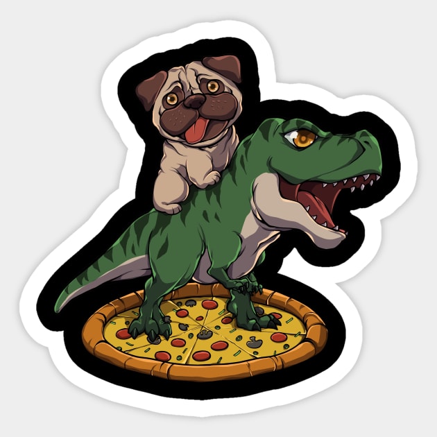 Pugasaurus Rex: Pug's Adventurous Ride Through Time Sticker by Holymayo Tee